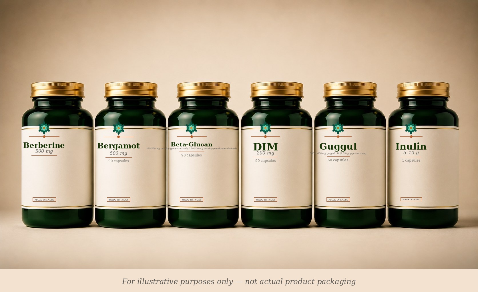 Lower Cholesterol supplement stack (illustrative)