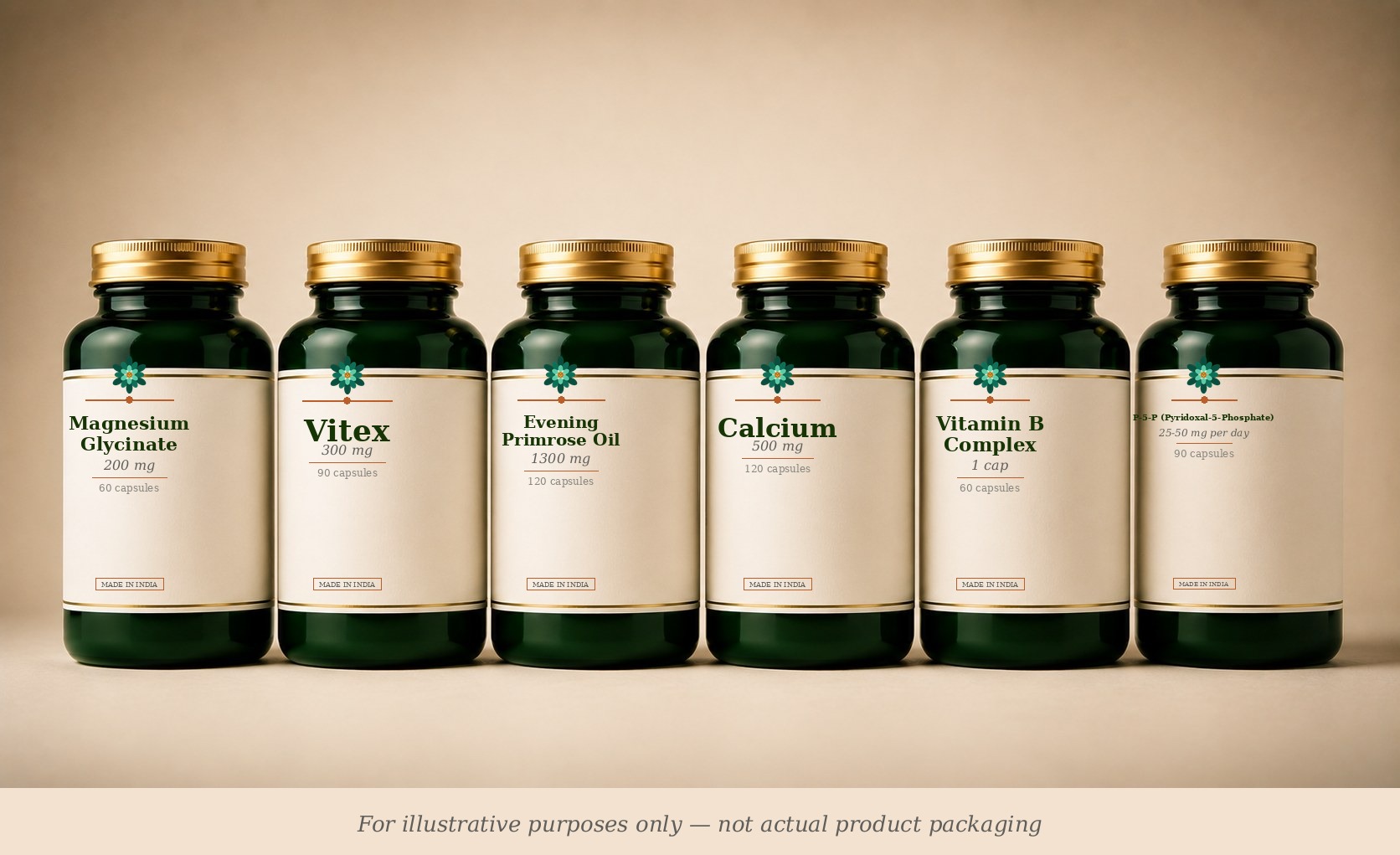 PMS Relief supplement stack (illustrative)
